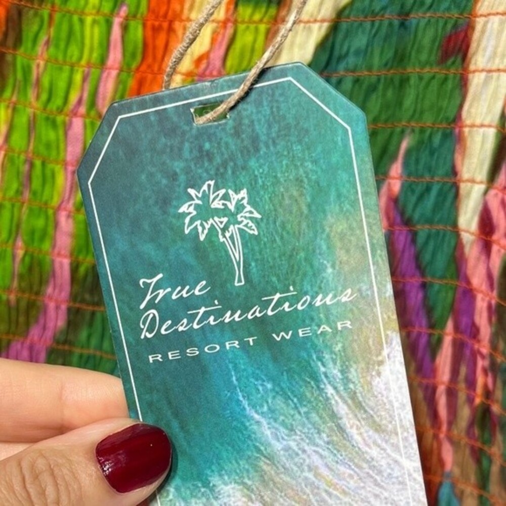 True Destinations Boho Tropical Print Cover Up Dress S NWT - Picture 12 of 14